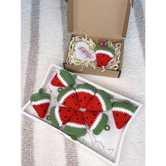 Crochet Keychain Watermelon Handmade Fruit Keychain Crochet Bag handmad Keychain - Picture 9 of 10